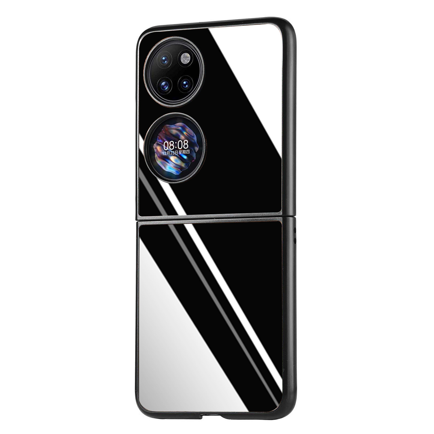 适用华为p50pocke五金不锈钢手机壳p50pocke拉丝金属折叠屏保护套