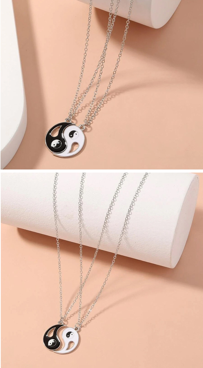 欧美新款太极八卦阴阳情侣项链 ins简约个性镂空拼接项链男女批发