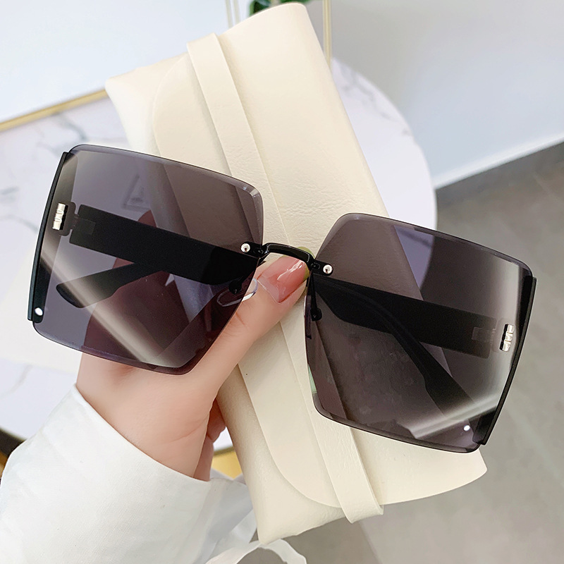 New Frameless Trimming Sunglasses Ins High-Profile Figure Square TikTok Same UV Protection Sunshade Sunglasses Female Fashion
