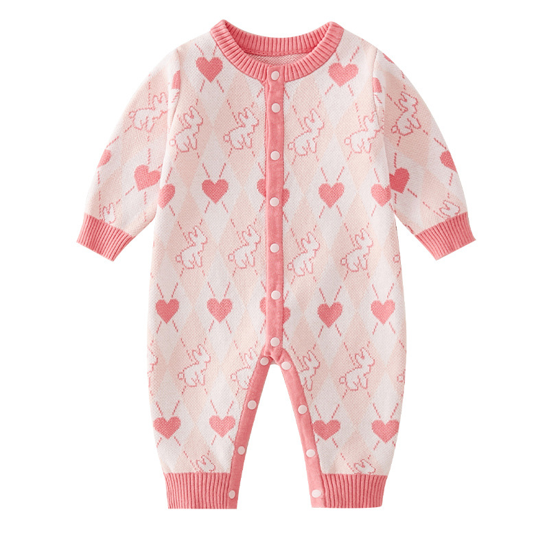 Baby Jumpsuit Full Body Knitted Jacquard Baby Girl Super Cute Romper Newborn Long Sleeve Outing Jumpsuit Baby Clothes