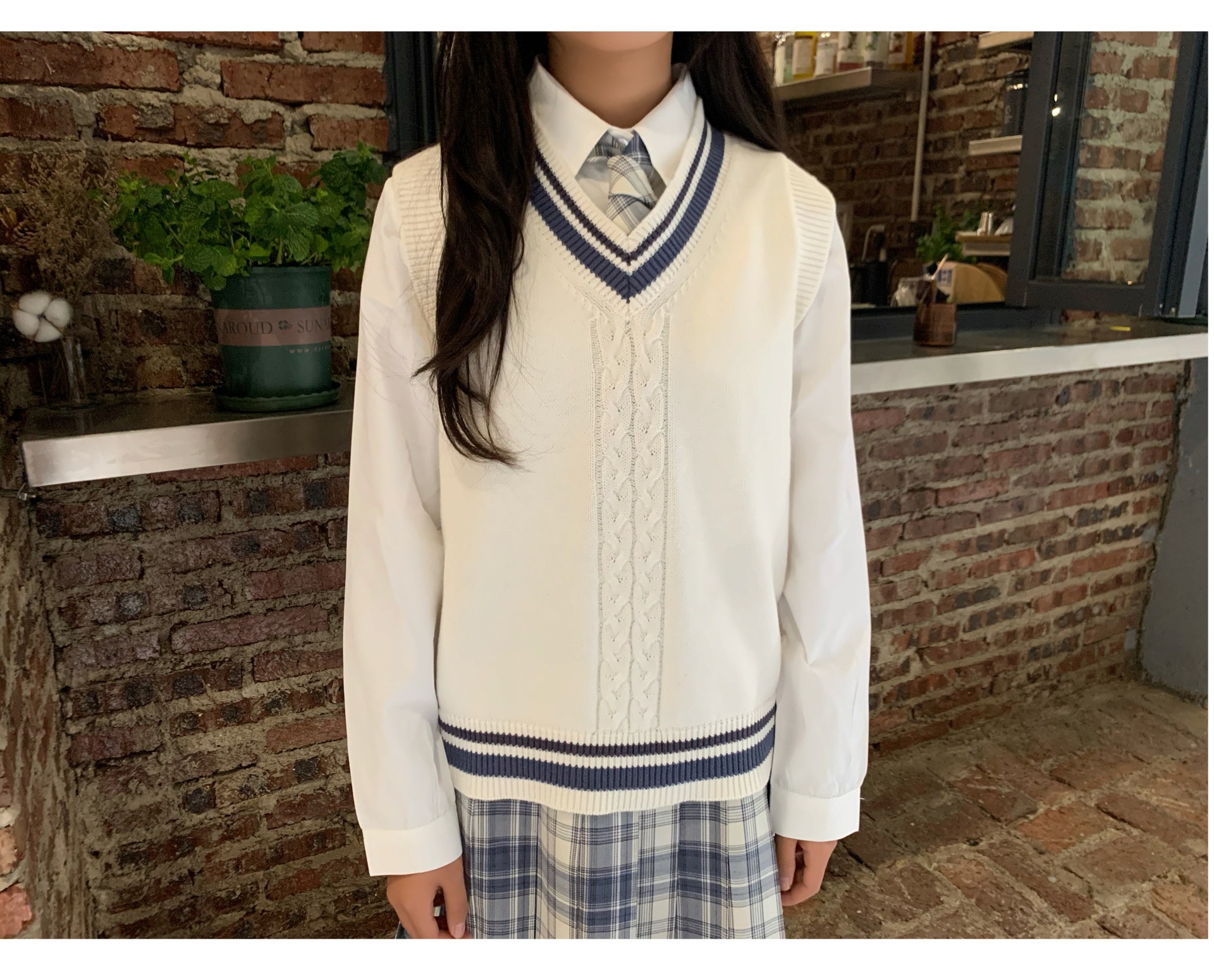 日系v领学院情侣学生校服背心针织衫jk制服毛衣