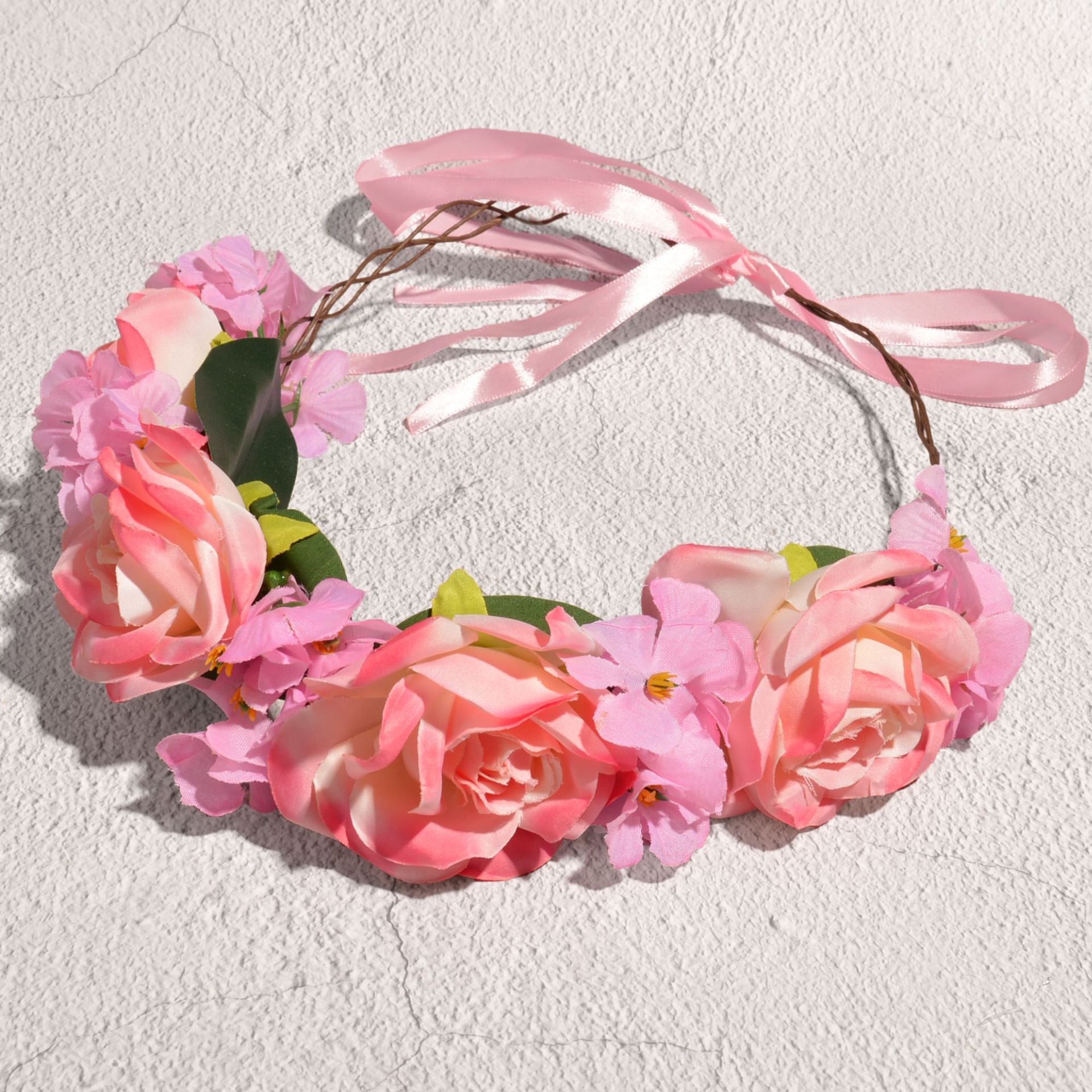 韩式花朵发箍甜美蕾丝编织花童头环浪漫森系花环新娘伴娘写真头饰