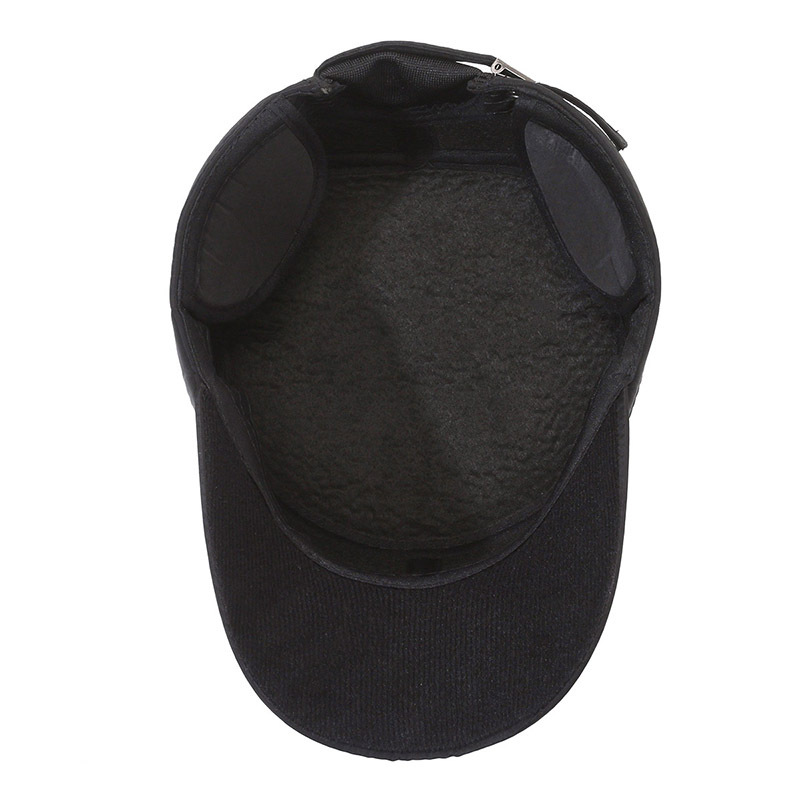 Middle-Aged and Elderly Hat Men's Winter Dad Flat-Top Cap Ear Protection Hat for the Elderly Autumn and Winter Warm Grandpa Old Man Cotton-Padded Cap