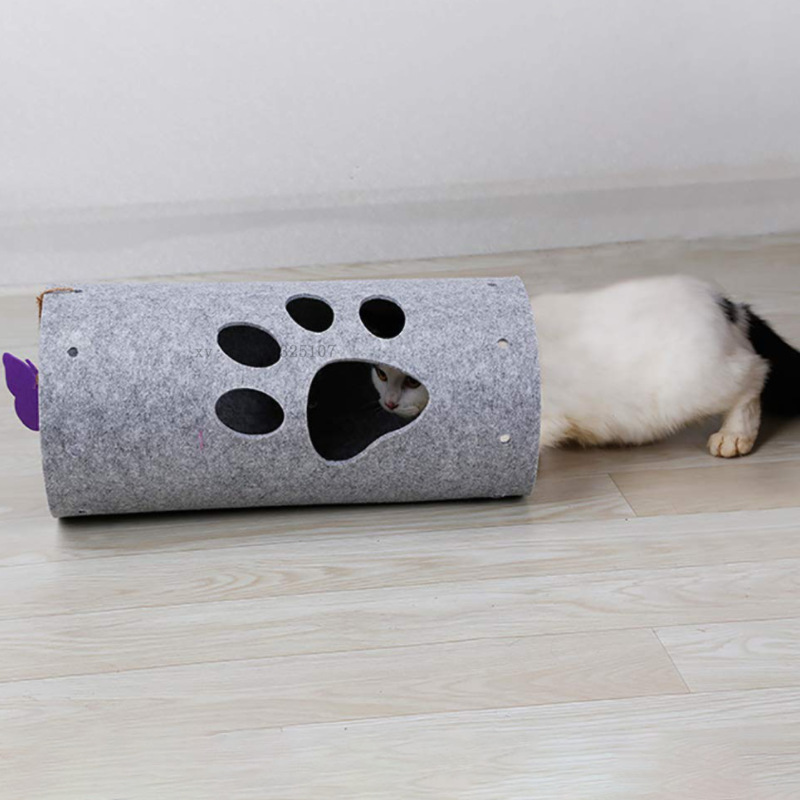 可爱宠物猫隧道玩具毛毡宠物猫通道滚地龙猫隧道三通猫咪户训练用