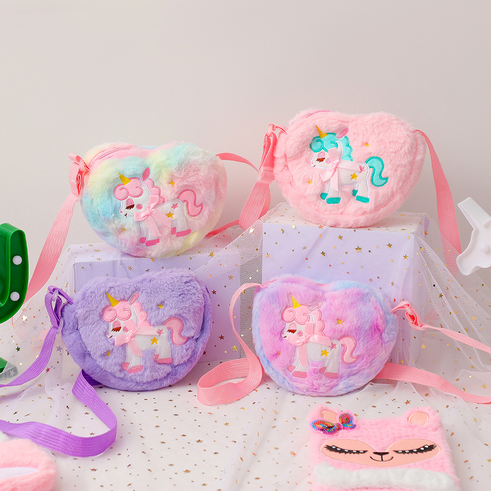 cartoon unicorn plush shoulder bag children‘s cute love messenger bag girls‘ backpack