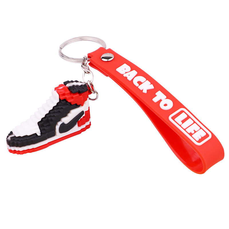 New Creative Cartoon Building Blocks AJ Sneakers Keychain Small Hook Hook Three-Dimensional Automobile Hanging Ornament Student Small Gift