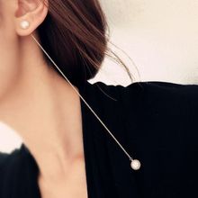韩国气质简约OL夸张S925银超长款珍珠流苏耳线耳钉女耳环饰品耳饰