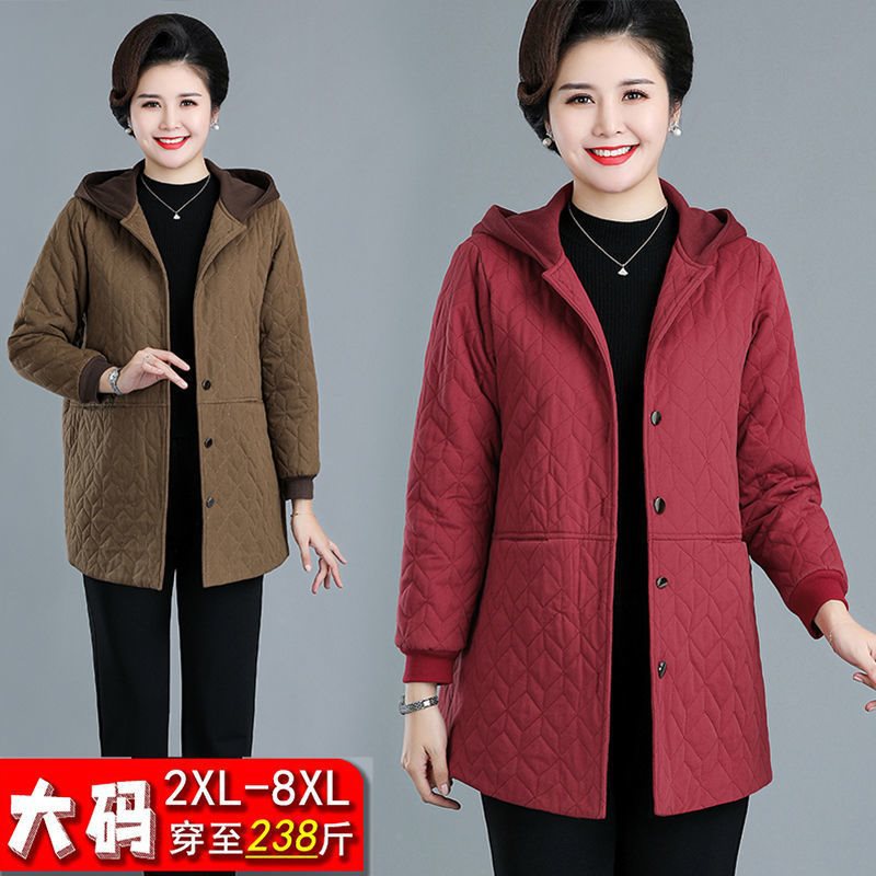 特大码中老年女装200斤奶奶加肥棉袄胖妈妈装秋冬装外套老人棉服