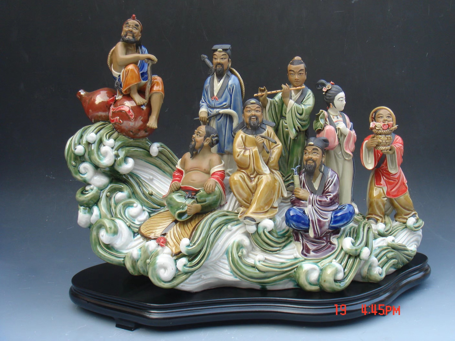 八仙过海石湾陶瓷公仔中式客厅玄关摆件