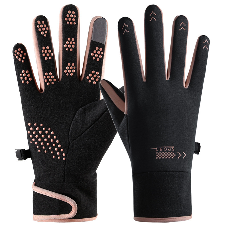 Outdoor Sports Cycling Gloves Cycling Non-Slip Warm Cold-Proof Waterproof Fleece-Lined Touch Screen Breathable Winter Women's Gloves