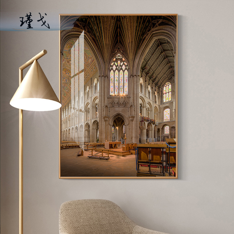 欧式建筑风格客厅装饰画北欧教堂建筑挂画沙发背景墙酒店大气壁画