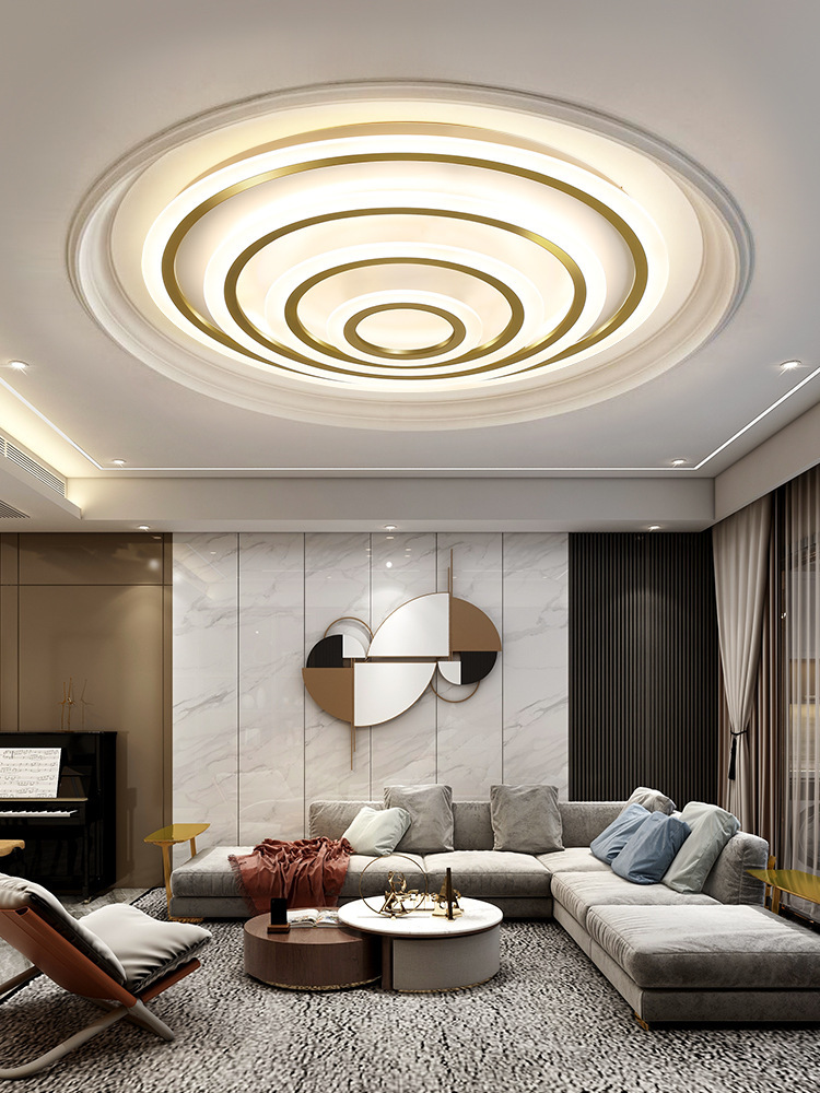 客厅灯简约现代大气家用轻奢大厅灯圆形卧室led圆顶吸顶灯具