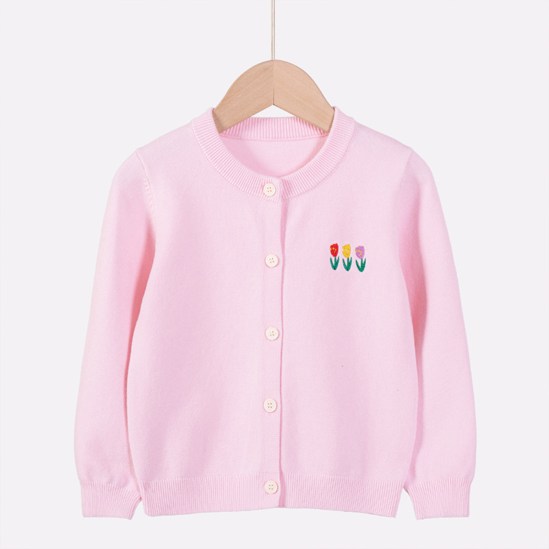 儿童毛线衣2024针织开衫单层长袖女宝宝外套小童毛衣批发跨境童装