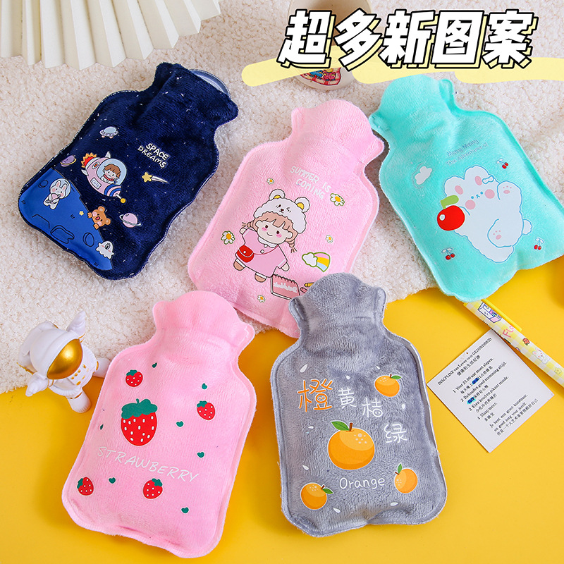 Cartoon Plush Hot Water Bag Student Portable Water Injection Hot Water Bottle Cute Mini Hand Warmer Girl Warm Belly Compress