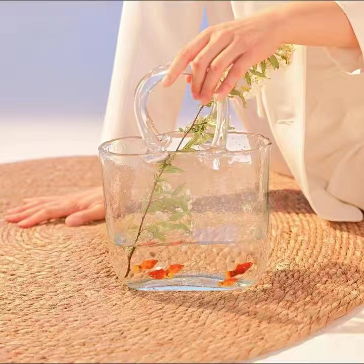 Bag Vase Ins Style Decorative Glass Basket