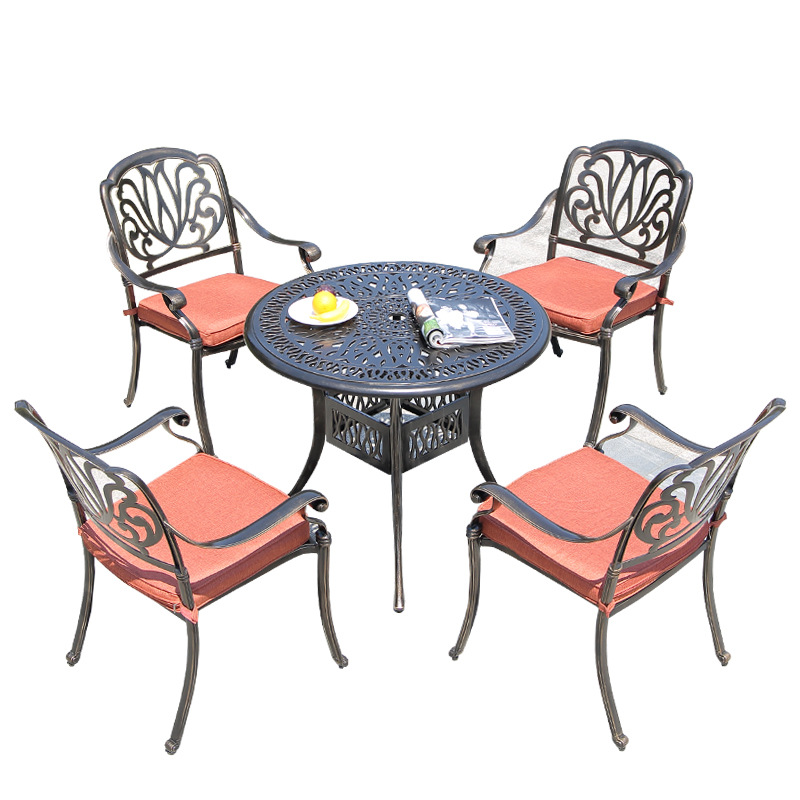 Outdoor Cast Aluminum Table and Chair Combination Outdoor Iron Three-Piece and Five-Piece Set Leisure Balcony Outdoor Garden Courtyard Balcony Set