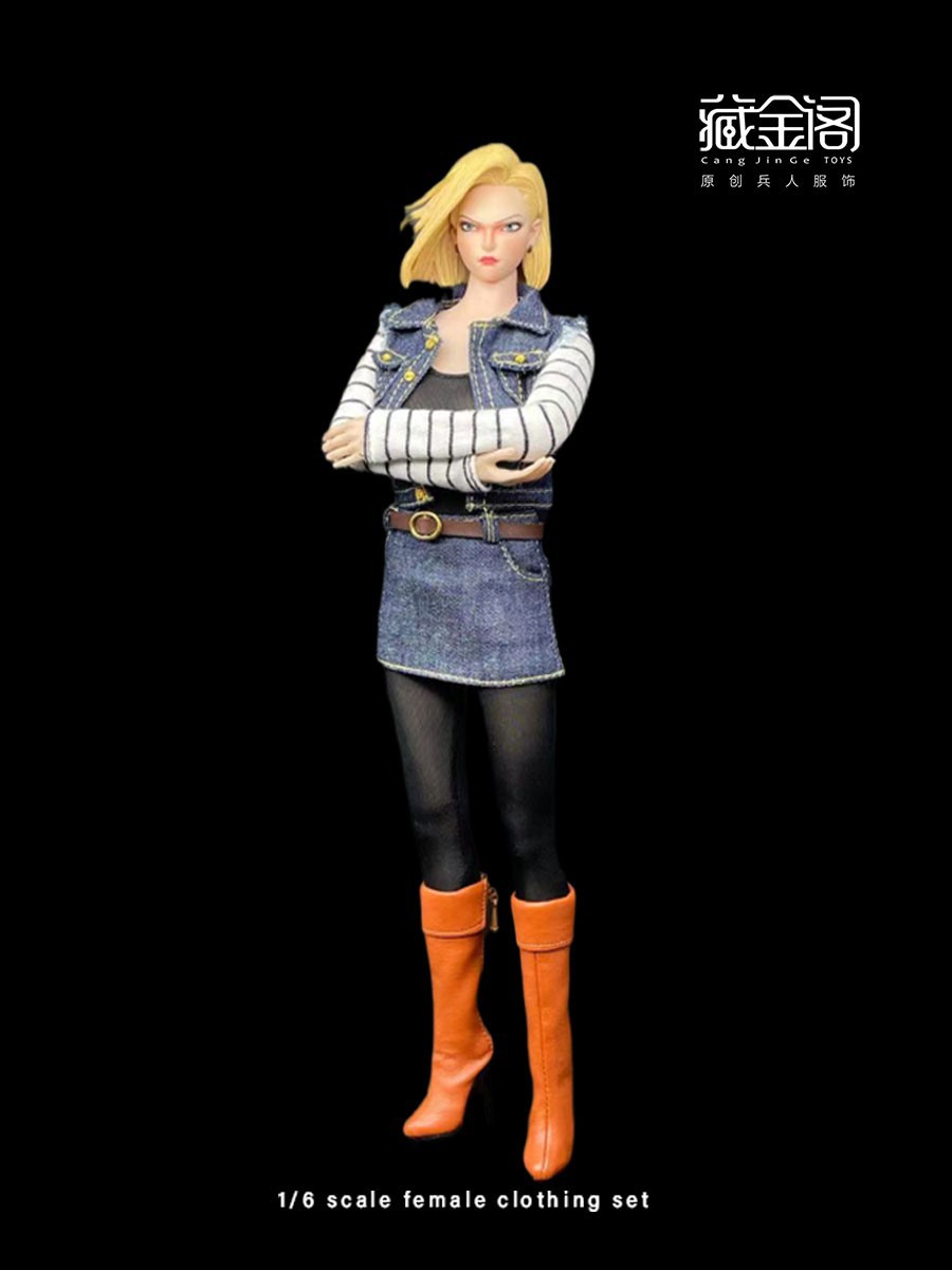 现货1/6兵人衣服 人造人18号女兵人衣服套装 适合tbl 岚包胶素体