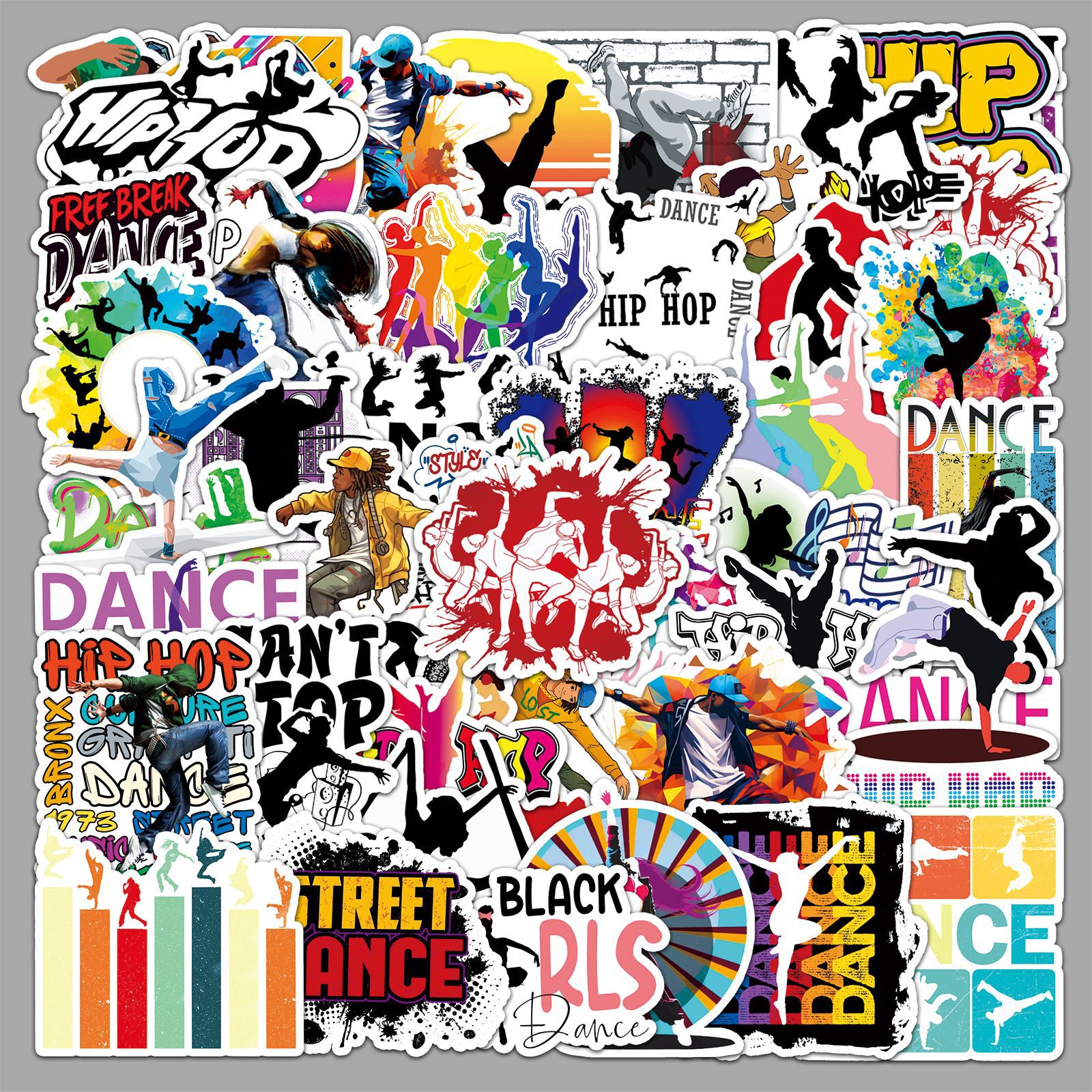 50张跳舞涂鸦贴纸个性跨境创意街舞嘻哈装饰水杯手机行李箱贴纸