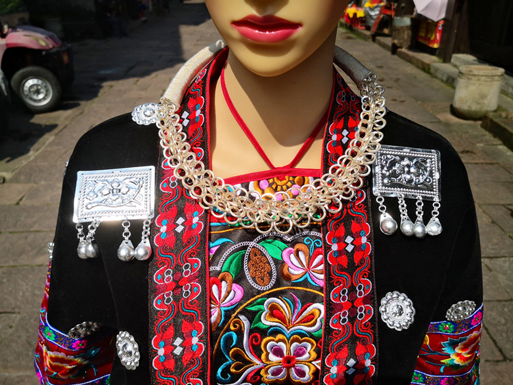 民族服装裙子套装女长款贵州黔东南苗族银饰绣花盛装舞台演出服女