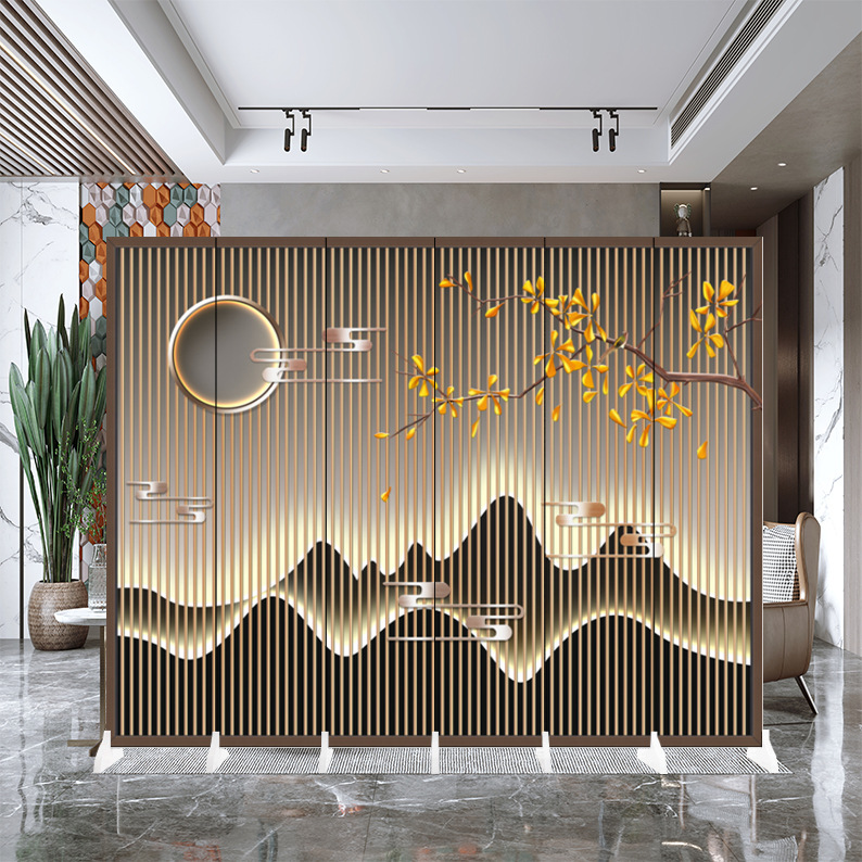 新中式简易屏风隔断办公室客厅餐厅酒店遮挡简约现代折叠移动折屏