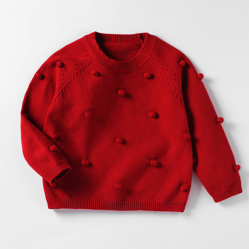 Girl's Clothing Wholesale Red Sweater Cardigan Girl's Sweater Baby Western Style Knitted Coat Children's Sweater Wholesale Baby Clothes