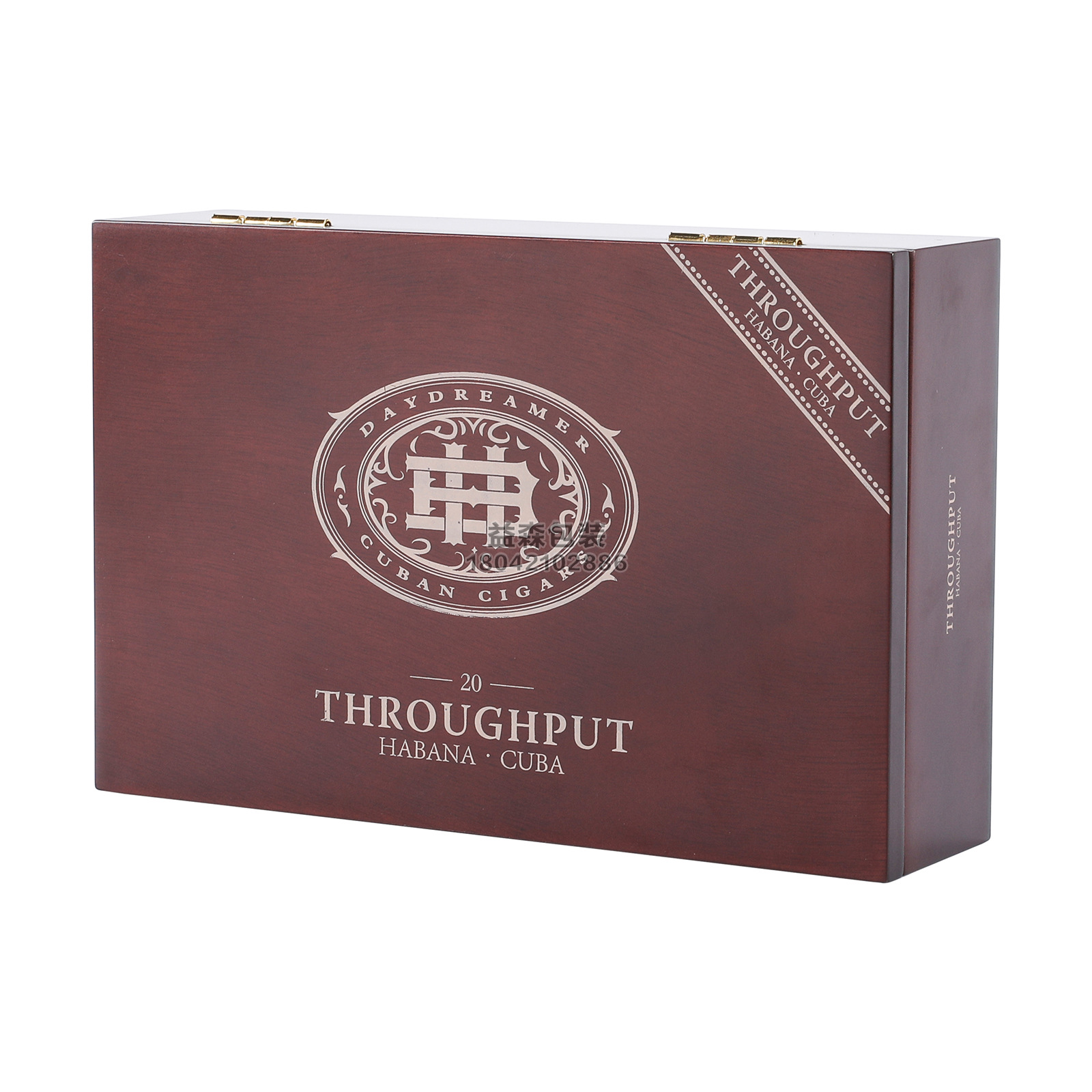 工厂定制 豪华雪松木棕色雪茄盒吸烟药草研磨机储物盒木质包装盒