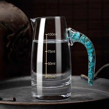 中式绿松石白酒杯套装家用分酒器一口杯小酒盅水晶玻璃烈酒杯