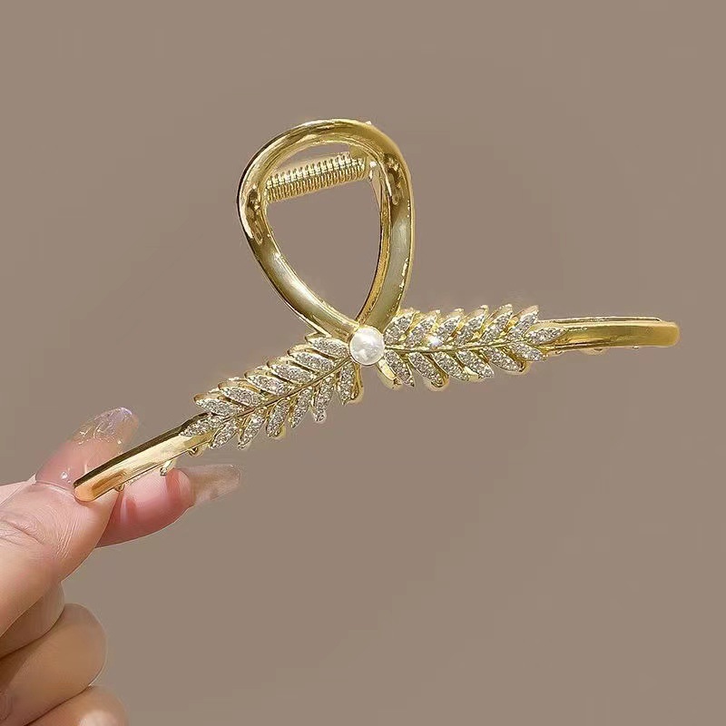 Wheat Series Ponytail Half Tie Fixed Gadget Hair Jaw Clip Barrettes Light Luxury Hair Clip Hair Claws Back Head Updo Shark Clip