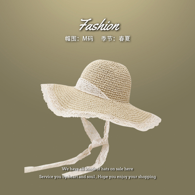 Straw Hat Female Summer Beach Hat New Sun Hat French Face Cover Sun Hat 2023 Sun Hat Seaside Photograph