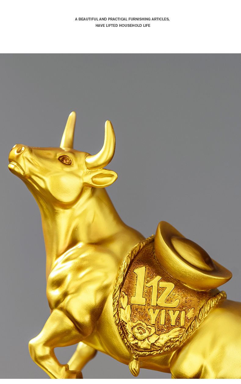 牛气摆件吉祥物办公室桌面客厅家居软装饰品金牛牛年树脂工艺品