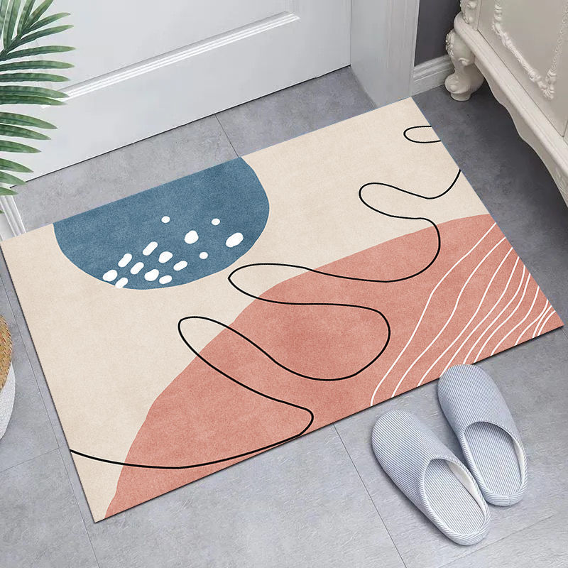 Simple and Light Luxury Home Living Room Carpet Door Mat Kitchen Living Room Water-Absorbing Quick-Drying Non-Slip Square Floor Mat