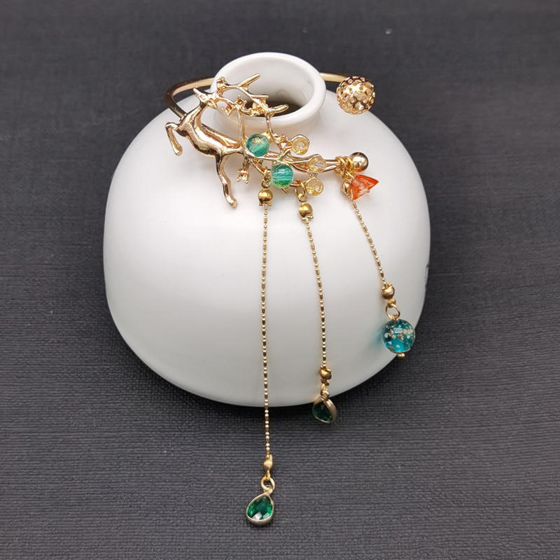 古风夜光手镯设计遇见神鹿手环瑶公主流苏手饰女开口可调节饰百搭