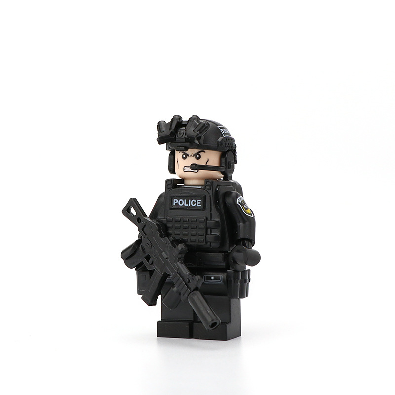 兼容乐高军事第三方特种部队警察人仔积木小颗粒男生益智拼装玩具