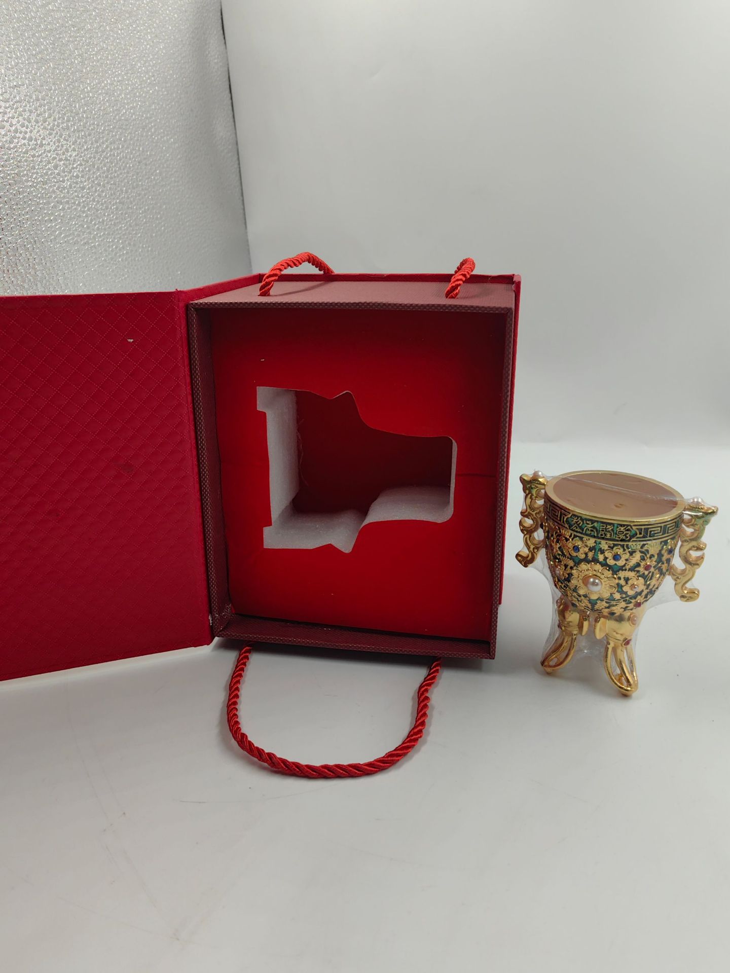 江山永固 金瓯永固杯摆件 千里江山图收藏品套装 金属创意工艺品