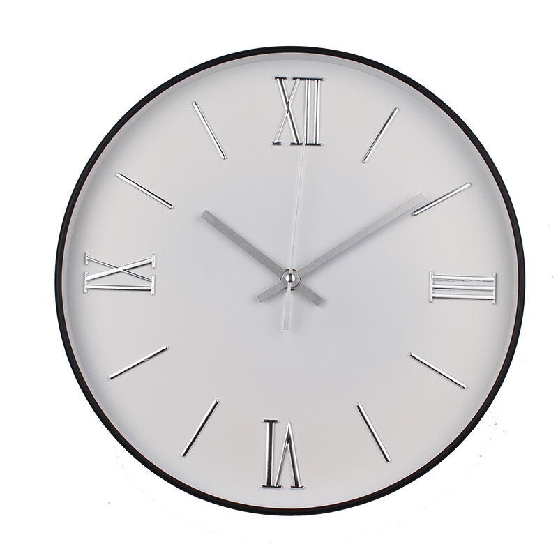 Modern Travel Time Precise Font Clear Simple Ancient Roman Digital Wall Clock Fashion 12-Inch All-Match Mute Quartz Clock
