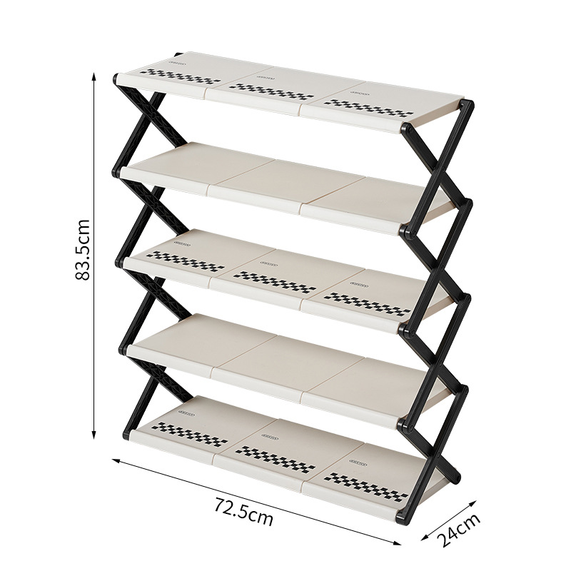 Plastic Folding Shoe Rack Multi-Layer Space Saving Simple Household Storage Rack Rental Economical Shoe Cabinet Door