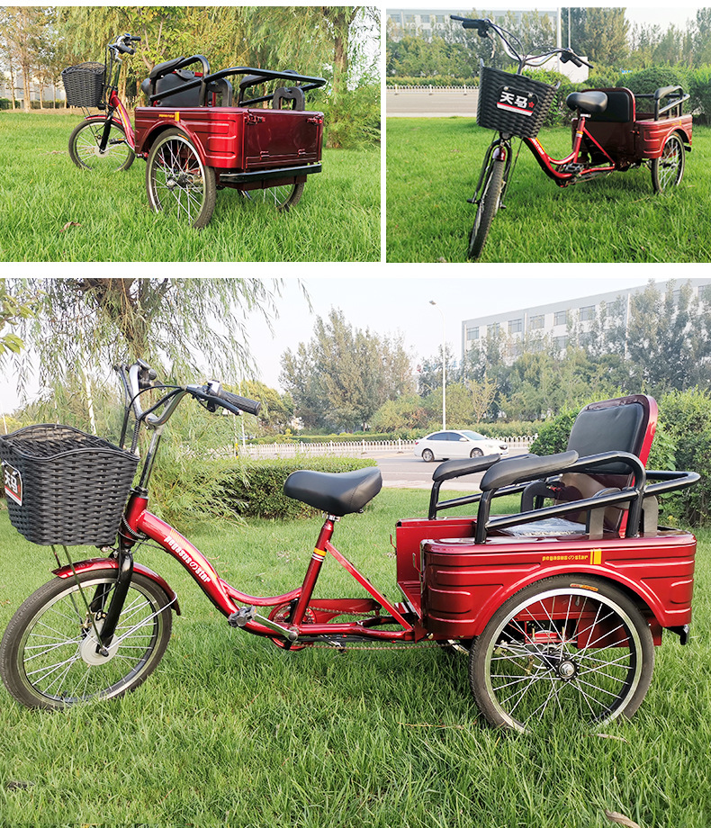 脚蹬三轮48v电动助力车20寸老年代步车休闲锂电池折叠货斗外贸