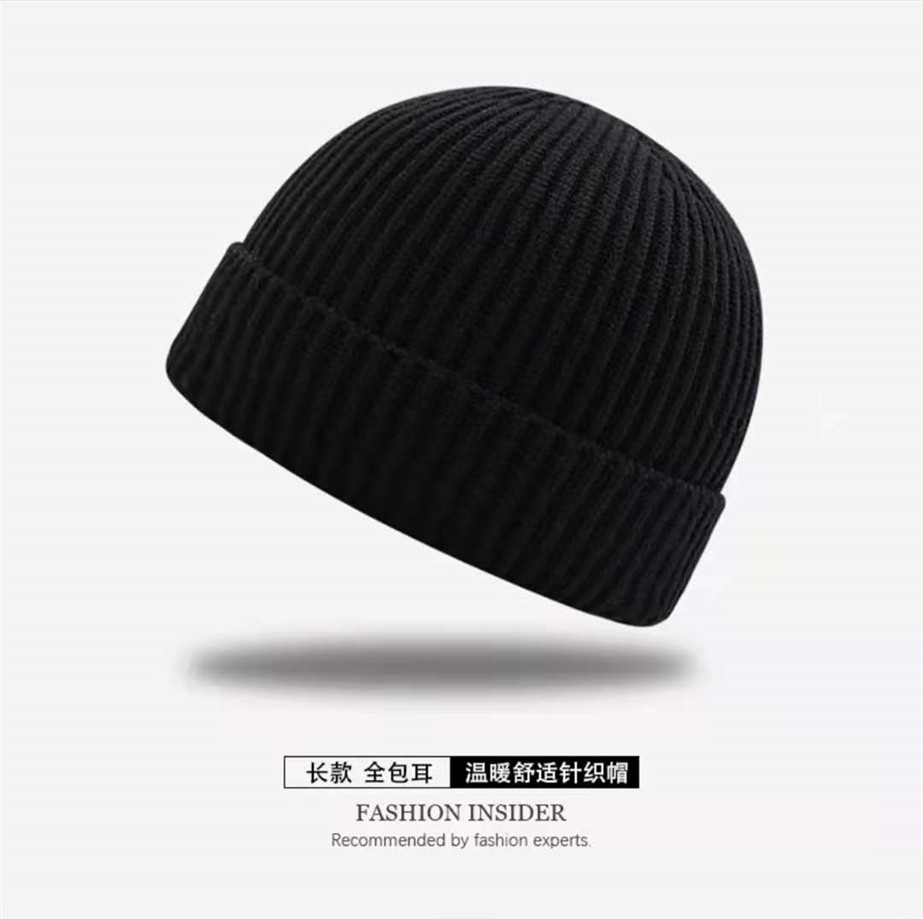 帽子男潮黑色瓜皮帽秋冬季韩版针织帽男士休闲毛线帽保暖冷帽