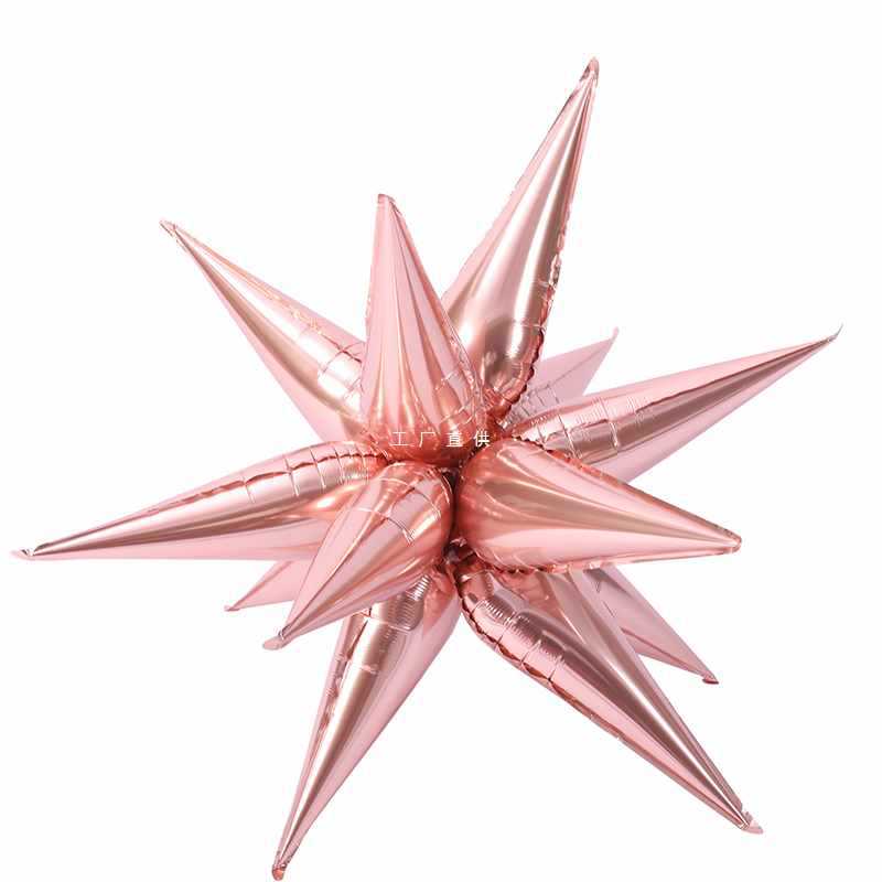 大小号水滴光芒金色银彩色悬挂爆炸星铝膜箔气球胶链造型装饰布置