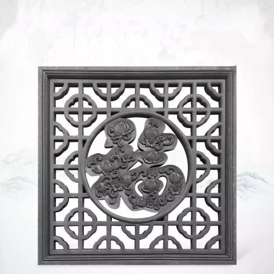 仿古镂空砖雕80方形福字透空窗花中式庭院围墙装饰挂件水泥窗花