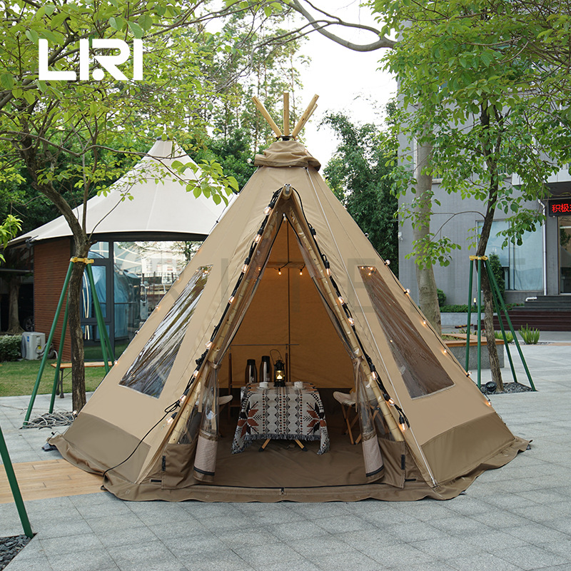 2人豪华迷你tipi帐篷 原始实木支架防水印第安部落营地小型篷房