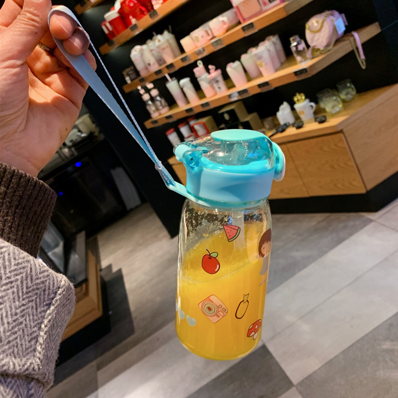 Cartoon Children's Plastic Cup with Straw Cute Creative Kindergarten Baby Portable Water Cup Summer Men's and Women's Student Cup