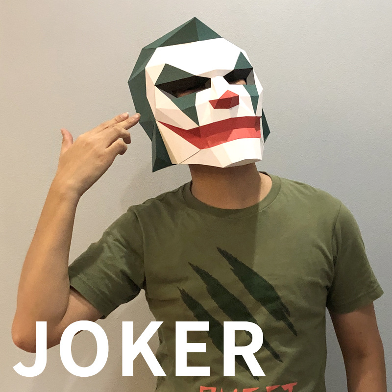 万圣节小丑面具创意手工折纸恐怖发光头套婚礼接亲派对恶搞怪道具