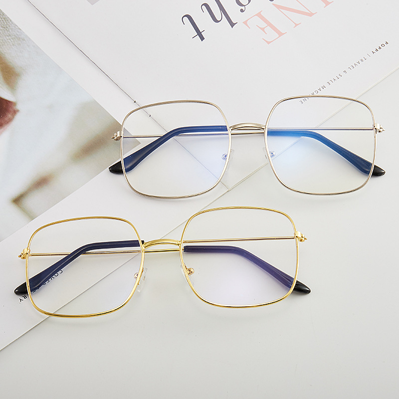 新款金属四方平光镜防蓝光眼镜抖音小红书小清新款式厂家发货