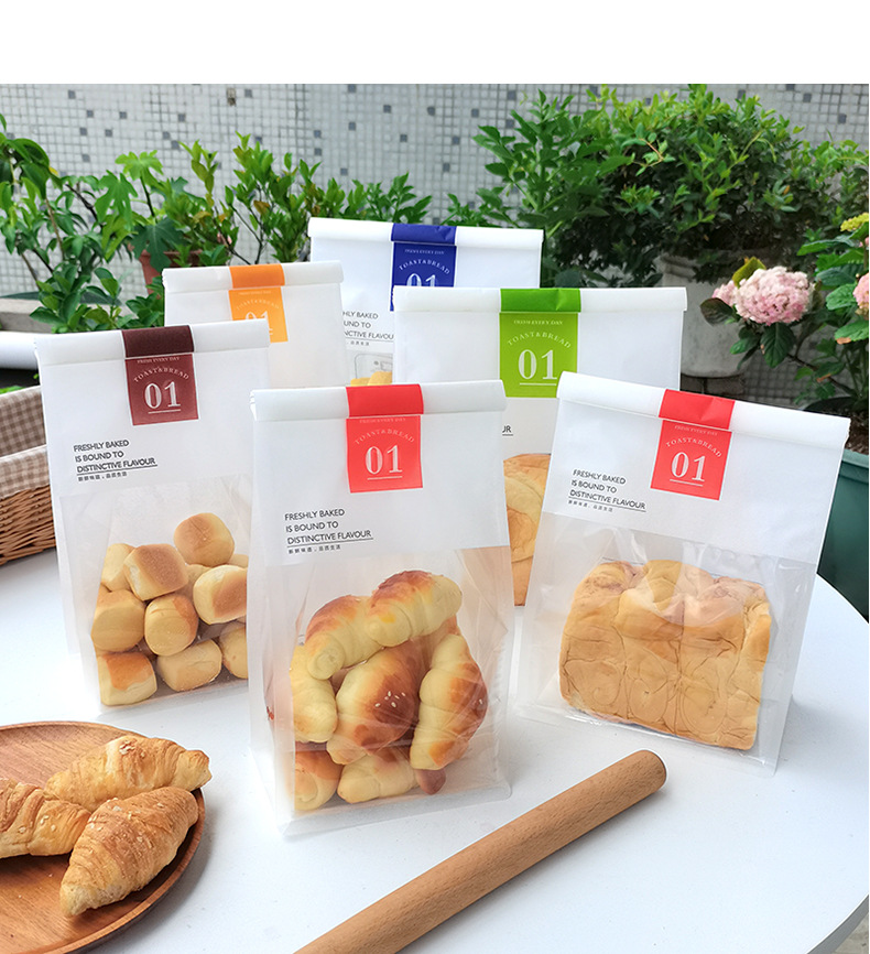 新款吐司面包包装袋450克250克切片面包餐包棉纸袋铁丝卷边自封口