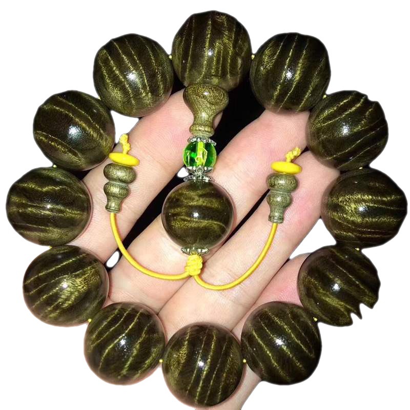 0 阴沉木绿料金丝楠木料佛珠金丝男女手链-阿里巴巴