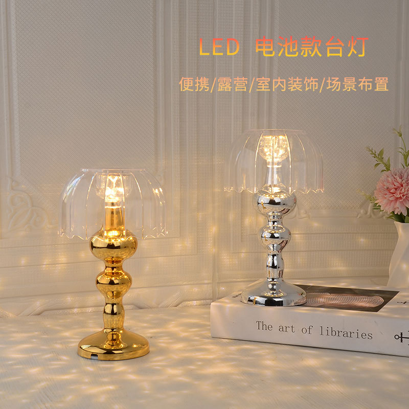 Exclusive for Cross-Border Electric Candle Lamp Jellyfish Transparent Crystal Acrylic Lampshade Creative Bedside-Use Candle Table Lamp