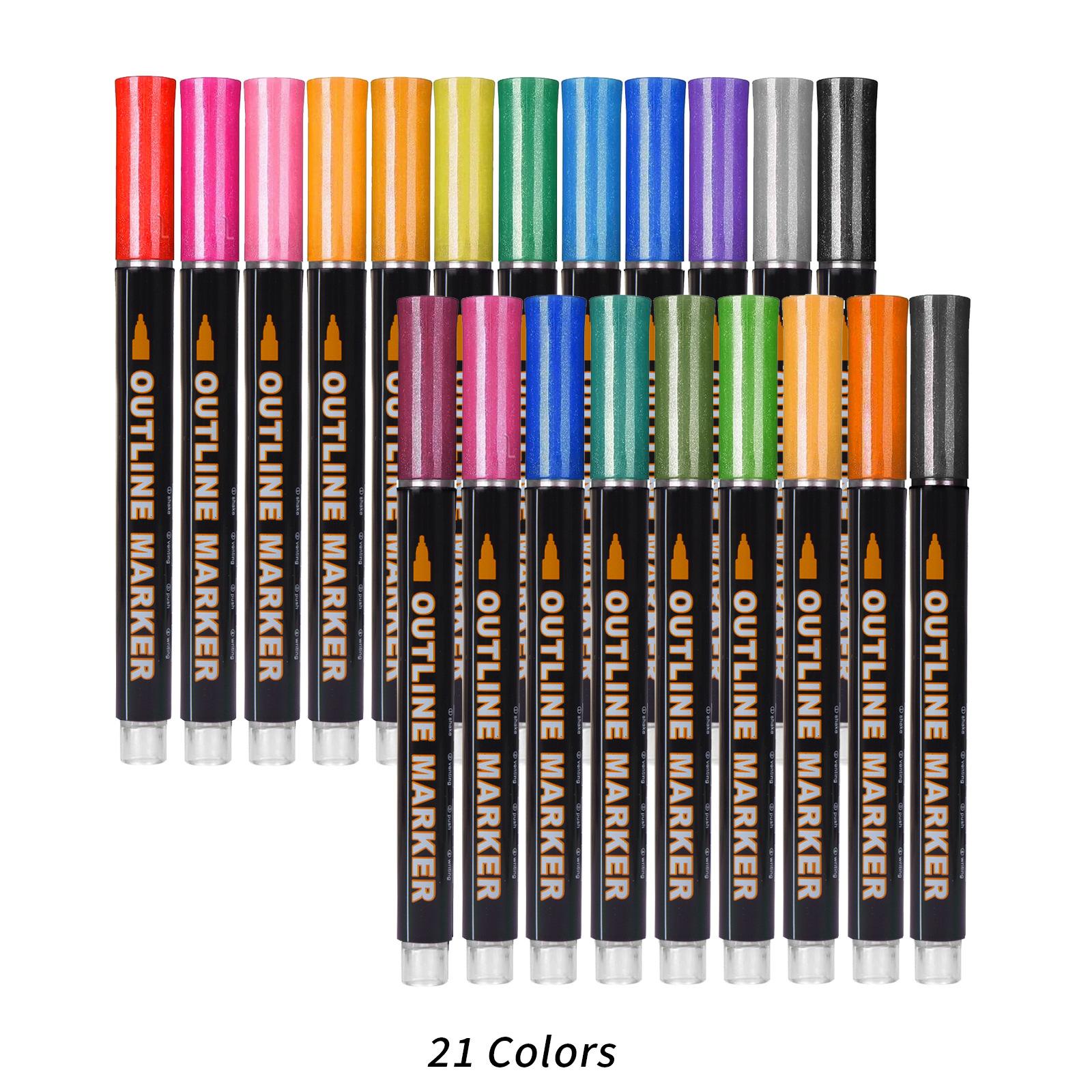 Double-Line Outline Pen Odorless Quick-Drying Alcohol Two-Color Water-Based Marker Pen Single Head Journal Pen Brush in Stock Wholesale