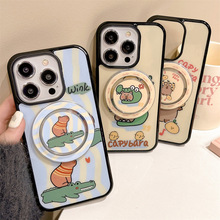 磁吸支架ins卡通插画苹果15手机壳14适用iphone11软壳12/13promax