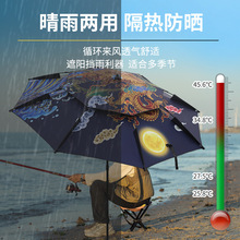 新款钓鱼伞万向户外遮阳防雨钓鱼伞 2.2米 2.4米数码印花折叠黑胶